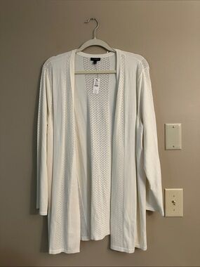 Talbots Cream Open-Front Knit Cardigan
